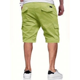 Men's Stylish Loose Solid Cargo Shorts With Pockets, Active Breathable Comfy Drawstring Shorts For Hiking Jogging Cycling Outdoor Fitness Workout