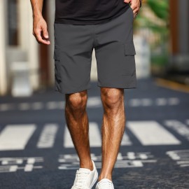 Men's Plain Casual Comfy Cargo Shorts, Summer Clothing