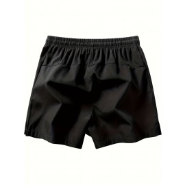 Men's Zipper Pockets Active Shorts, Casual Waist Drawstring Quick Drying Shorts