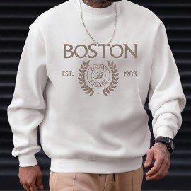 Men's Pullover Round Neck Long Sleeve Sweatshirt Letter 
