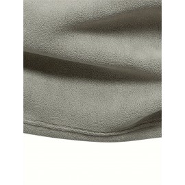 Men's Corduroy Stand Collar Zip Up V Neck Sweatshirt Pullover For Men Solid Sweatshirts For Winter Fall Long Sleeve Tops