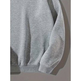 Trendy Grimace Print Men's Crew Neck Long Sleeve Sweatshirt, Casual Wear, Graphic Pullover, Men's Clothing For Spring Fall Winter